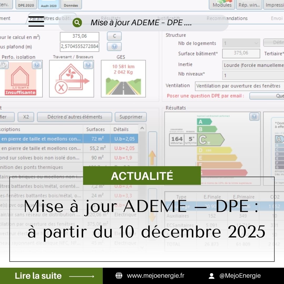 Mise à jour ADEME – DPE : à partir du 10 décembre 2025